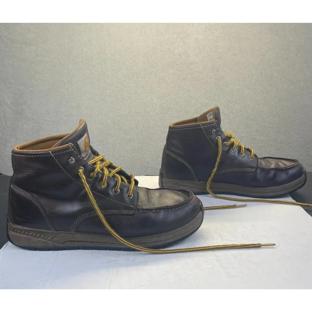 Carhartt F3445 21Men's 10.5 Lightweight Wedge Moc Toe Chukka Brown Leather Upper